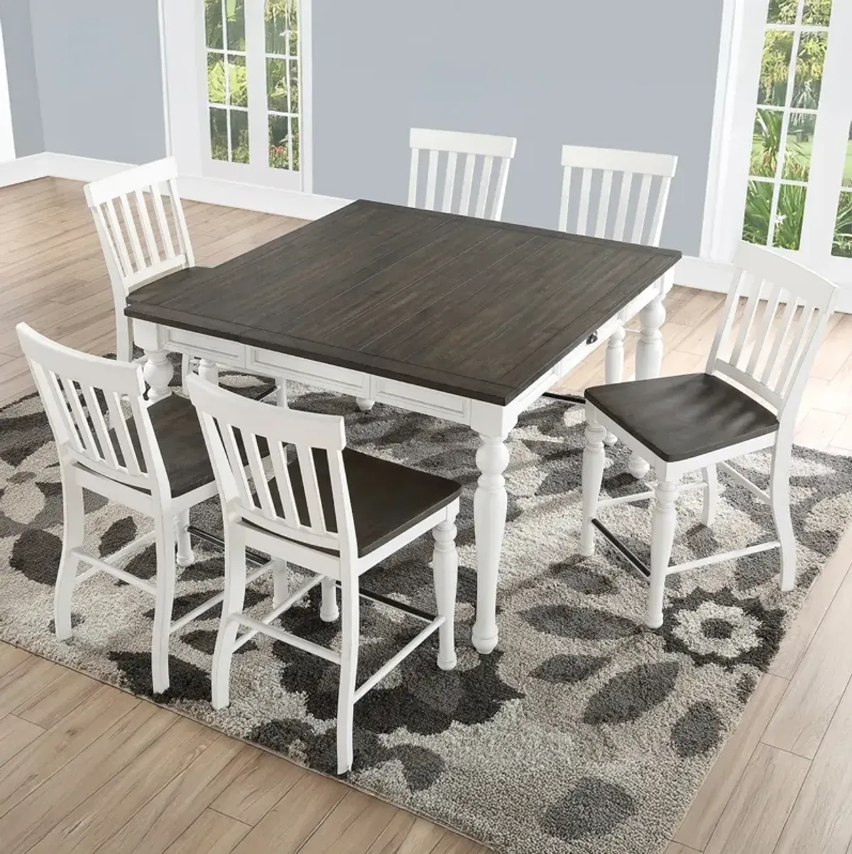 Steve Silver Joanna 9-Piece Counter-Height Table & 8 Chairs Set In Ivory & Mocha