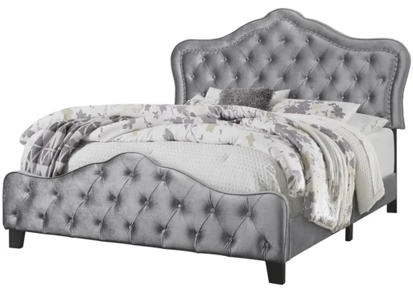 Coaster Bella Upholstered California King Panel Bed Grey