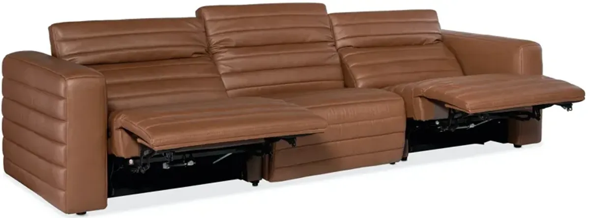 CHATELAIN 3-PIECE LEATHER POWER SOFA WITH POWER HEADREST