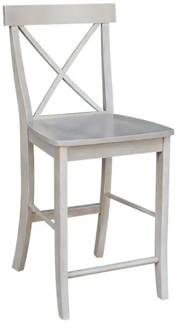 John Thomas Dining Essentials X-Back Wood Taupe Gray Stool