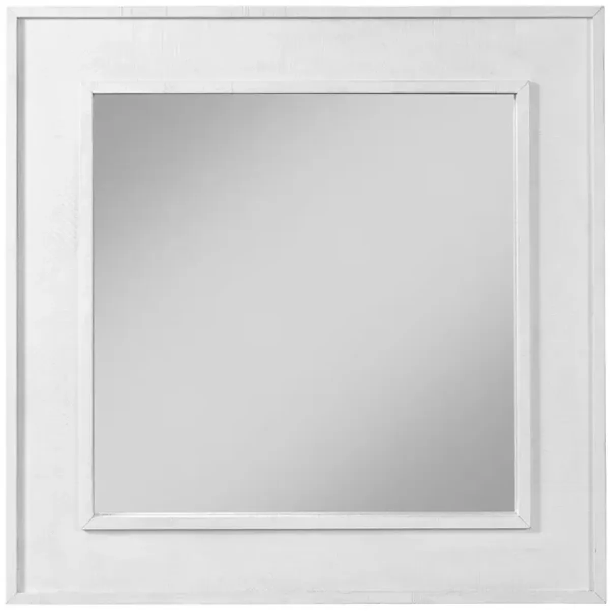 Universal Modern Farmhouse Rustic Off White Square Mirror