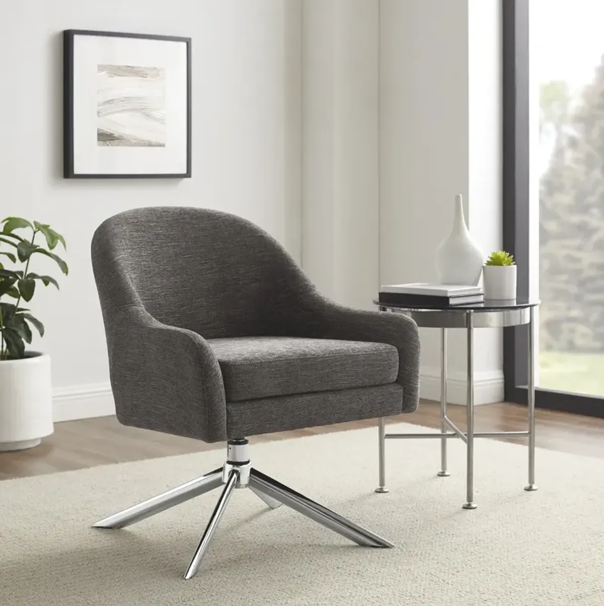 Linon Lachlan Granite Swivel Accent Chair