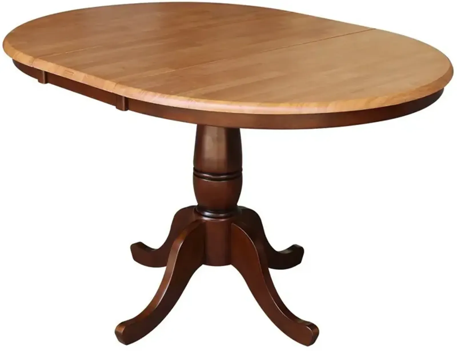 John Thomas Dining Essentials 36 Inch Extension Table with 30 Inch Traditional Pedestal Base in Cinnamon/Espresso