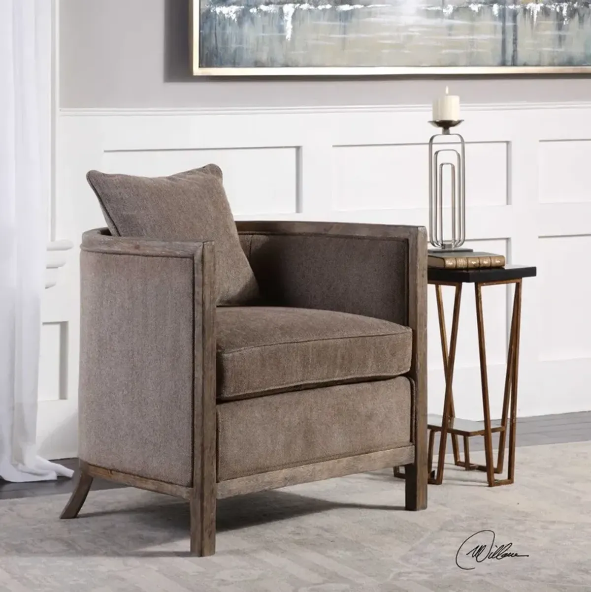 Uttermost Viaggio Grey Accent Chair