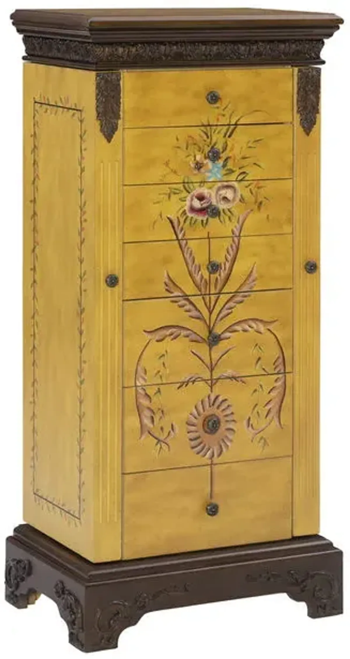 Powell Masterpiece Antique Parchment Hand Painted Jewelry Armoire