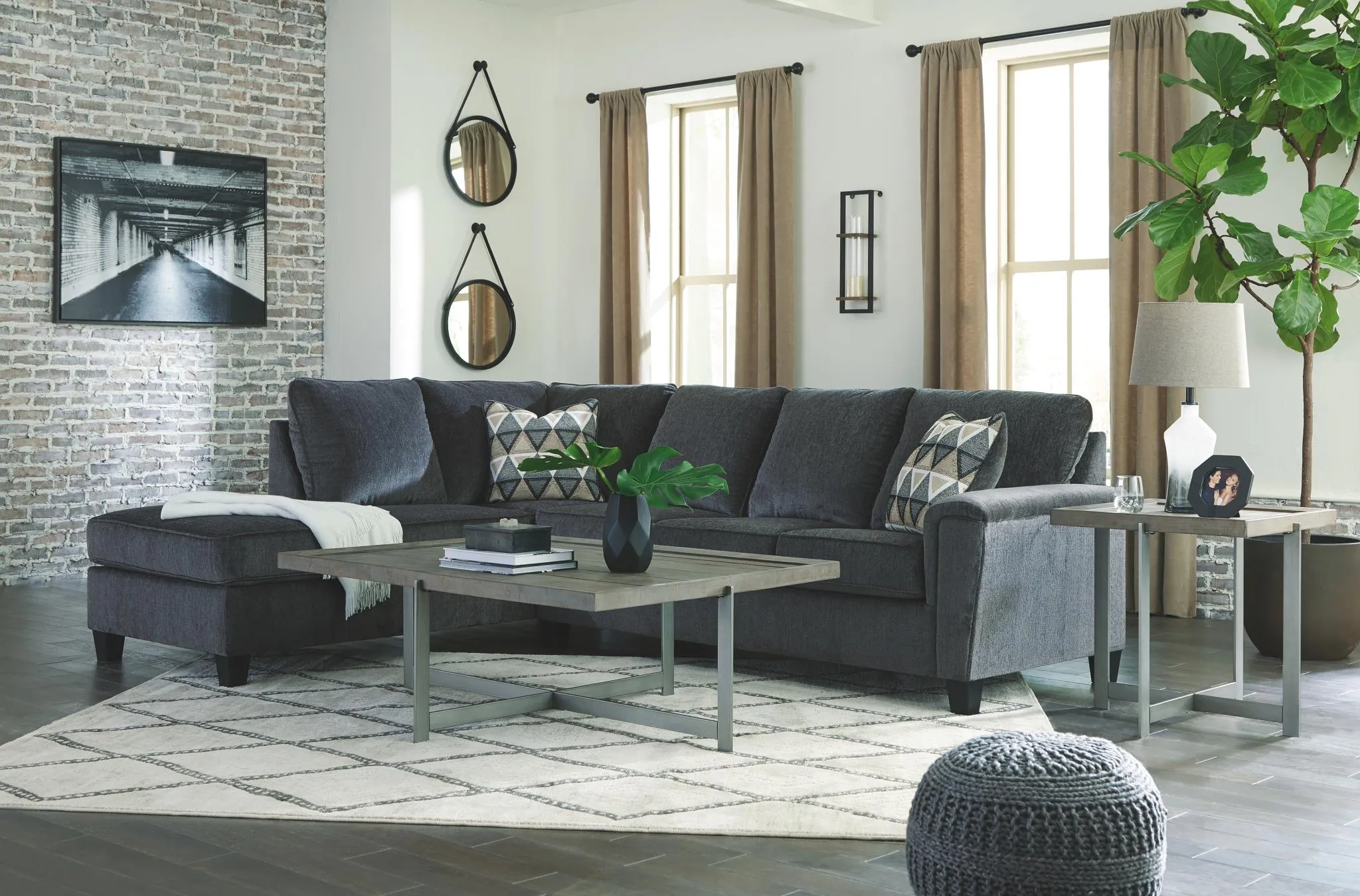 ABINGER 2-PIECE SECTIONAL WITH CHAISE SMOKE SIGNATURE DESIGN