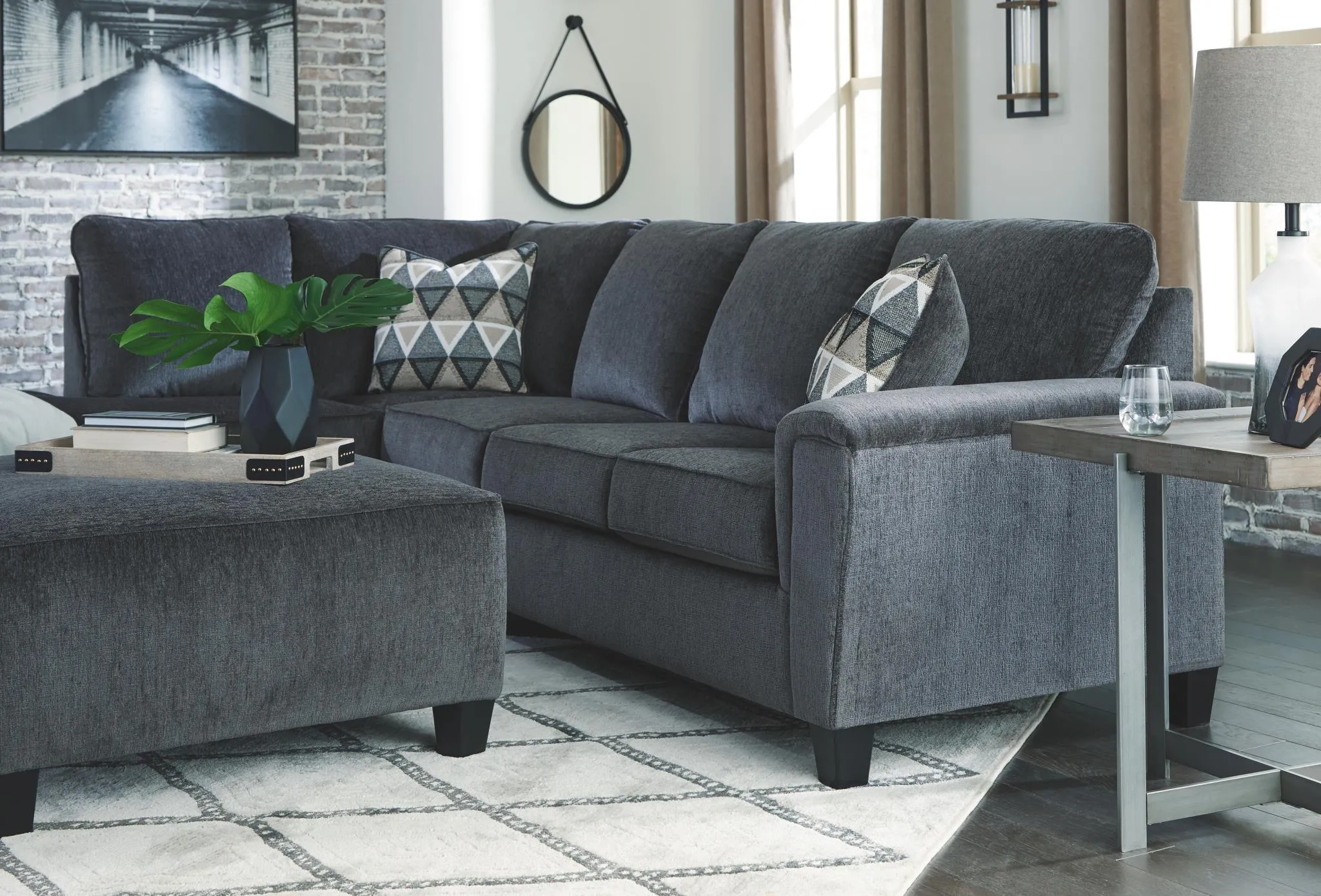 ABINGER 2-PIECE SECTIONAL WITH CHAISE SMOKE SIGNATURE DESIGN