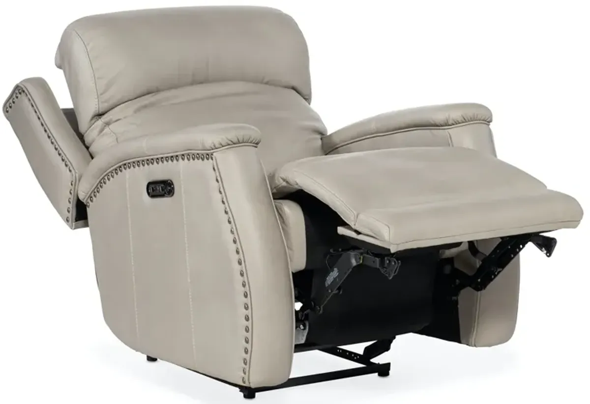 Hooker Furniture Rhea Sahara Ash Zero Gravity Power Leather Recliner with Power Headrest