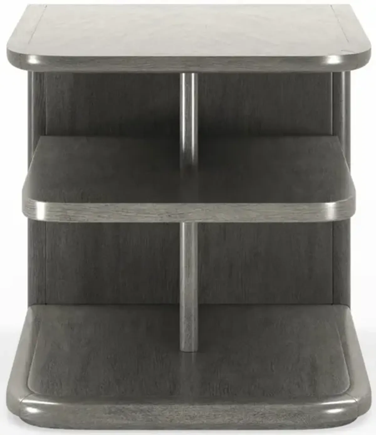 Casa Inspirata Cannello End Table in Argento Medium Grey Wood Finish