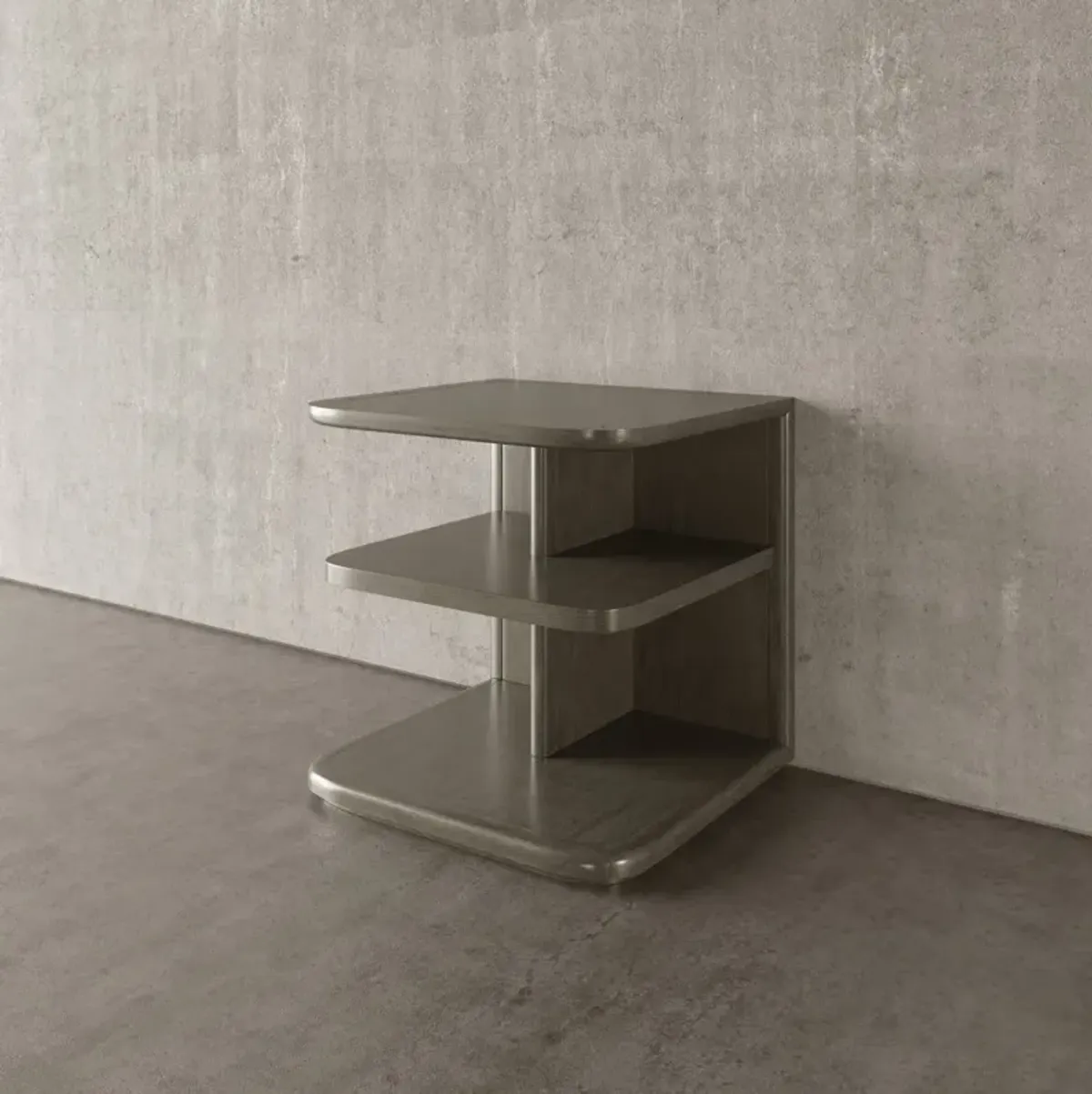 Casa Inspirata Cannello End Table in Argento Medium Grey Wood Finish