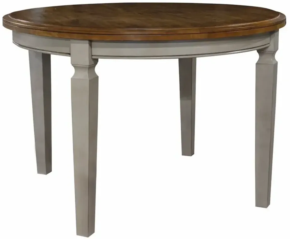 John Thomas Vista Solid Round Top Table in Hickory & Stone