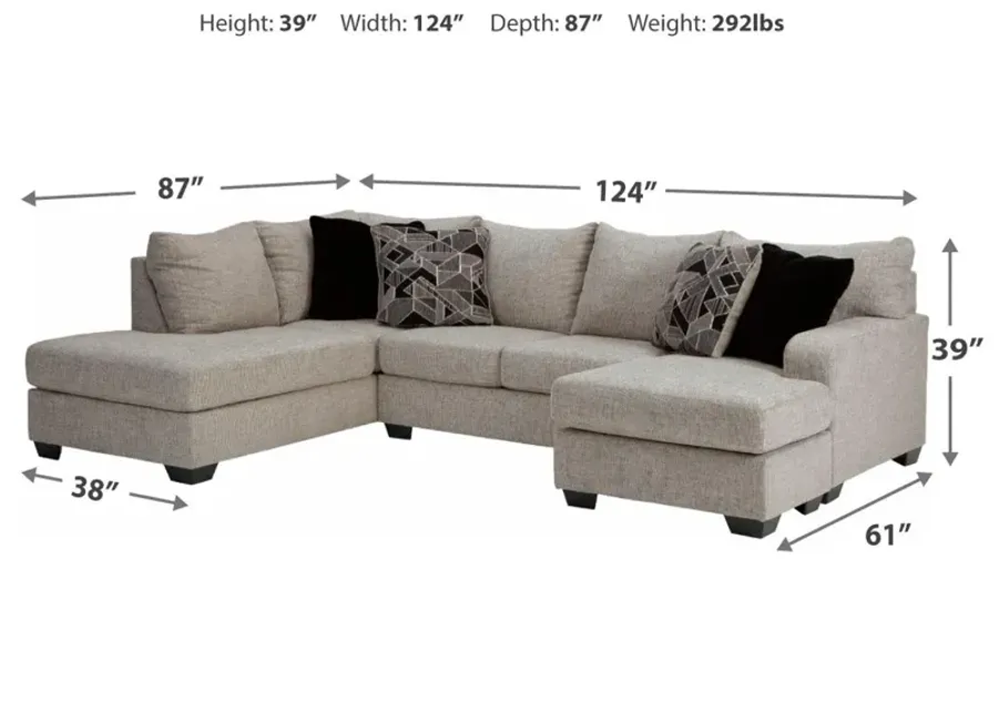 MEGGINSON 2-PIECE SECTIONAL WITH CHAISE STORM BENCHCRAFT