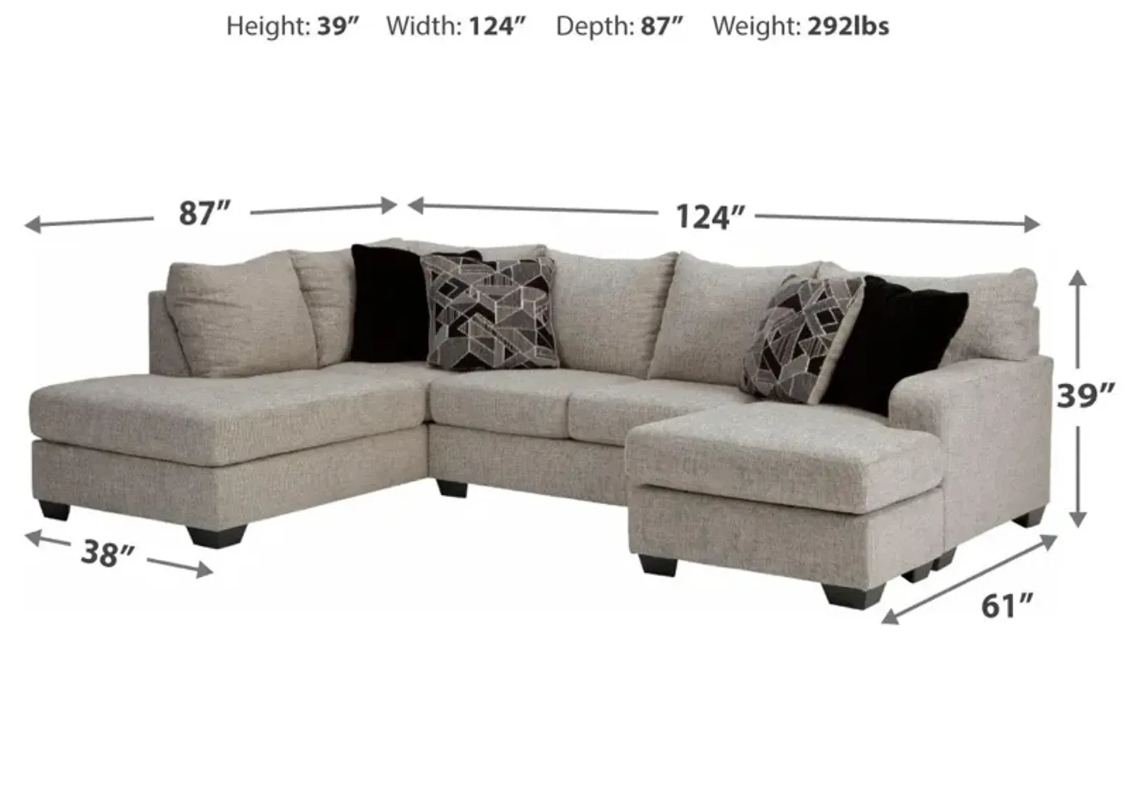 Ashley Megginson 2-Piece Sectional with Chaise Left-Arm Facing Storm