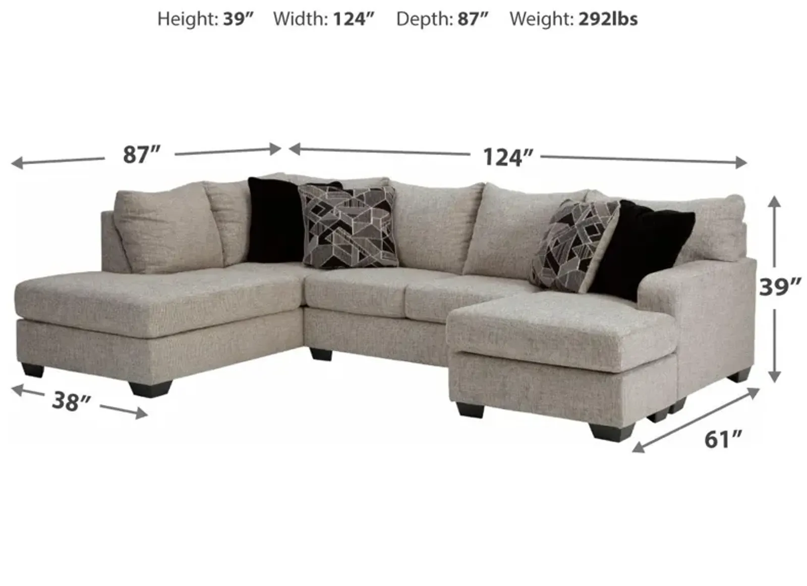 Ashley Megginson 2-Piece Sectional with Chaise Left-Arm Facing Storm