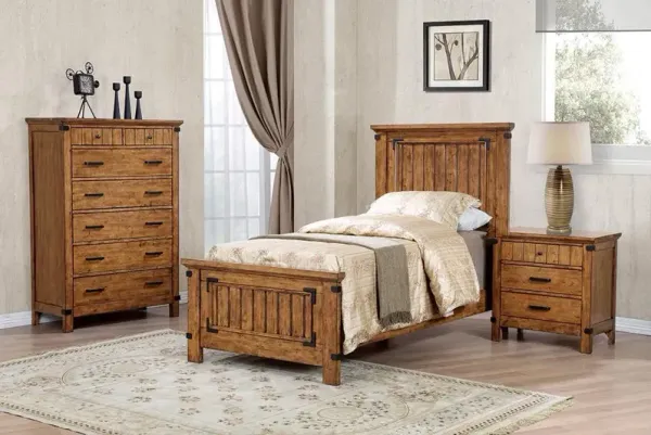 Brenner Wood Twin Panel Bed Rustic Honey