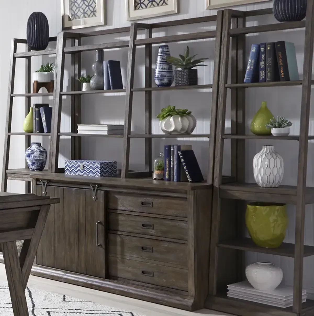 Liberty Furniture Stone Brook 2-Piece Rustic Saddle Jr Executive Credenza Set