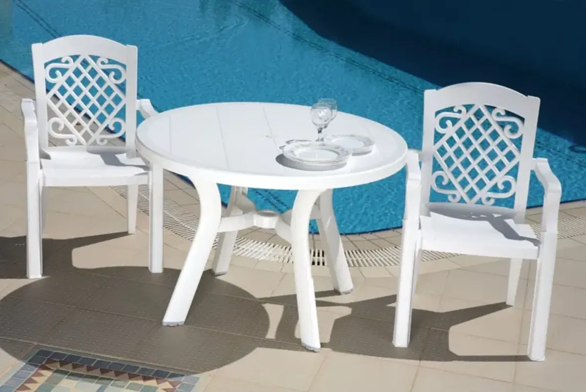 Compamia 42 Inch Truva Resin Round Outdoor Dining Table White