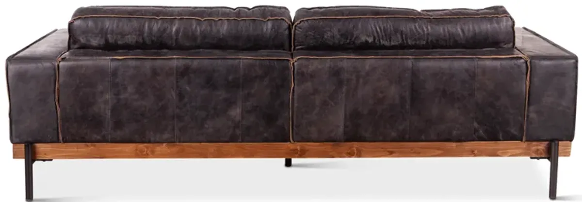 Home Trends Design Portofino Antique Distressed Ebony Leather Sofa