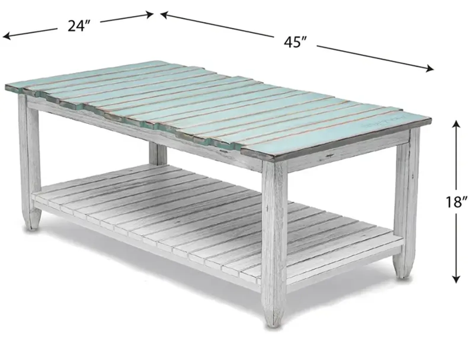 Seawinds Picket Fence Coffee Table Grey/Blanc Finish