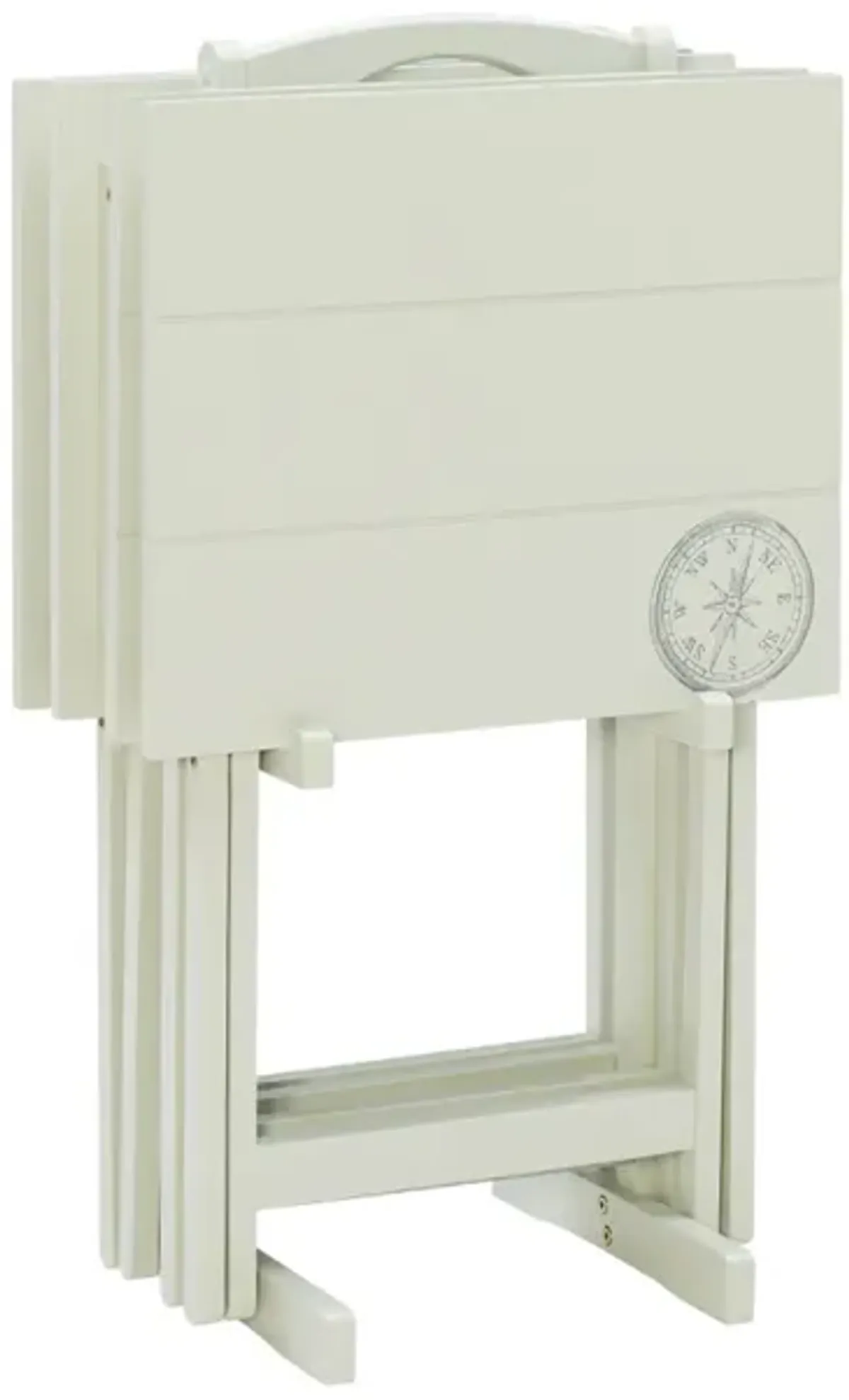 Linon Compass White Tray Table Set