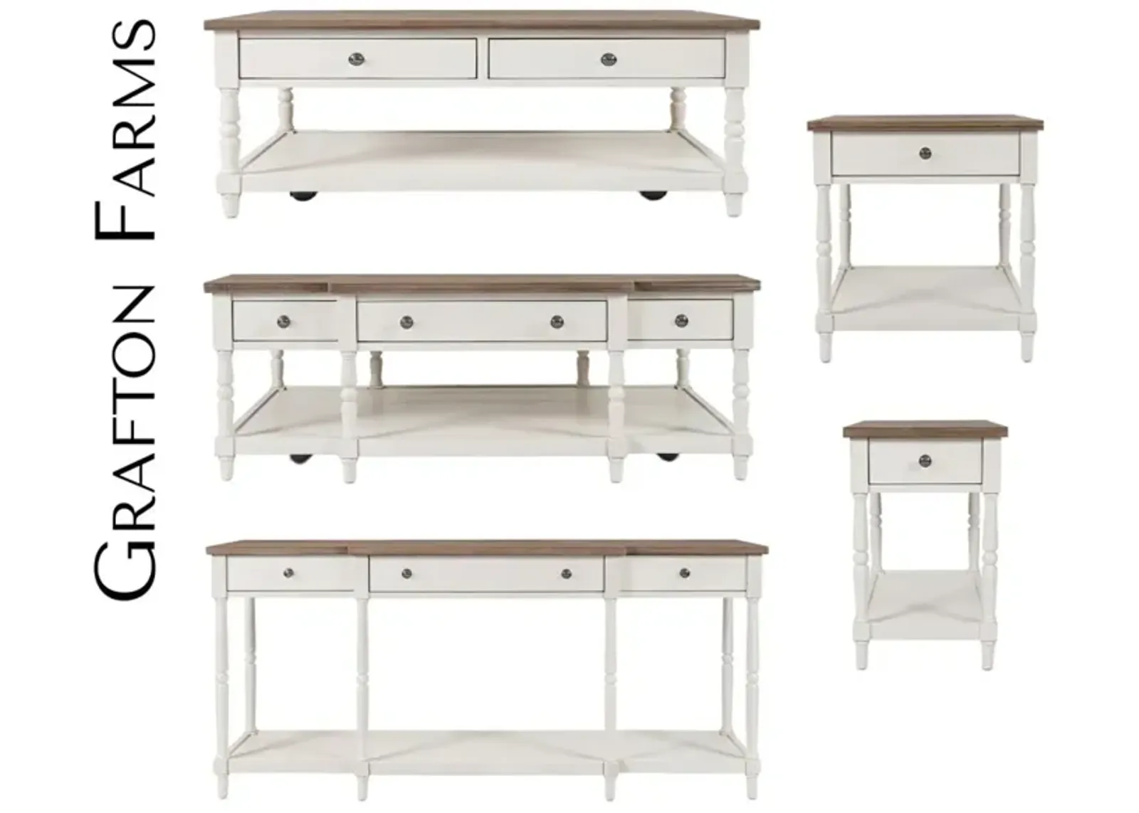 Jofran Grafton Farms Sofa Console Table White