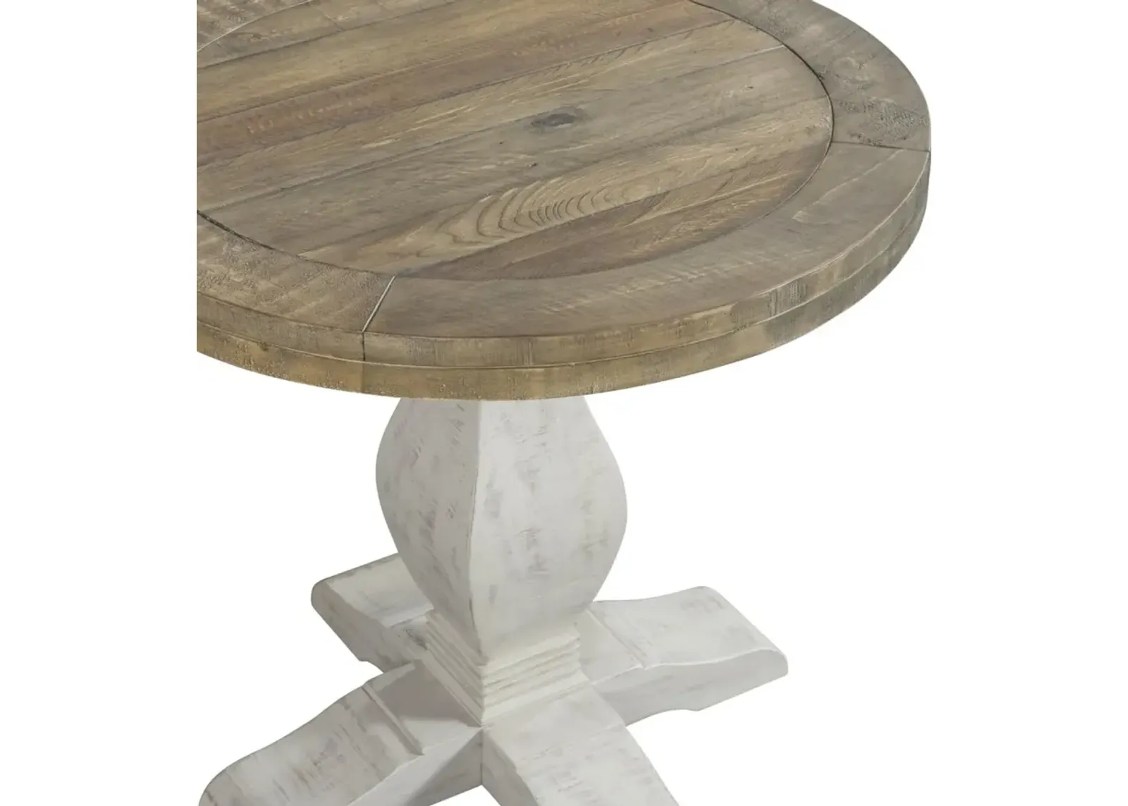 NAPA ROUND END TABLE IN WHITE STAIN & RECLAIMED NATURAL