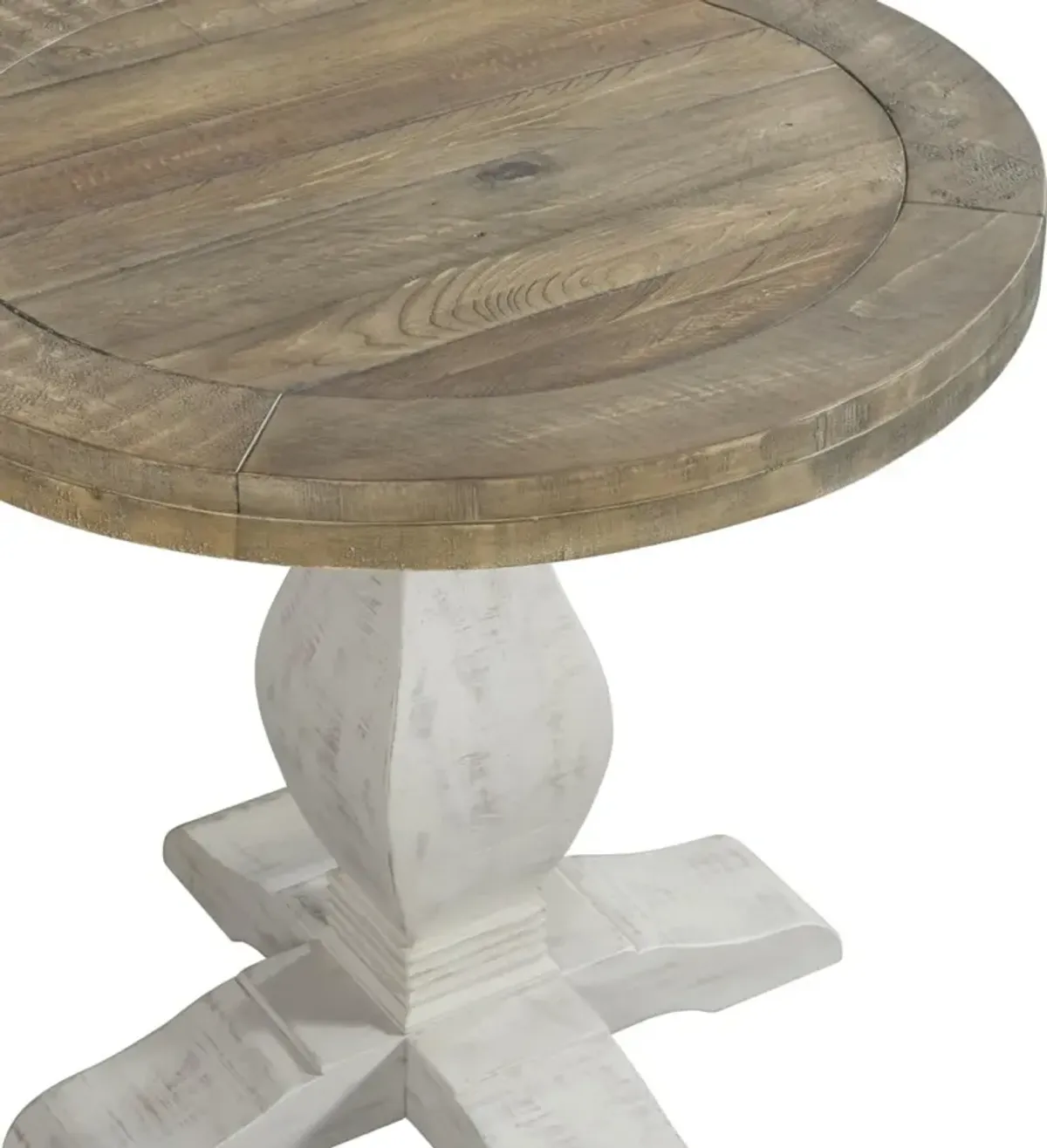 NAPA ROUND END TABLE IN WHITE STAIN & RECLAIMED NATURAL