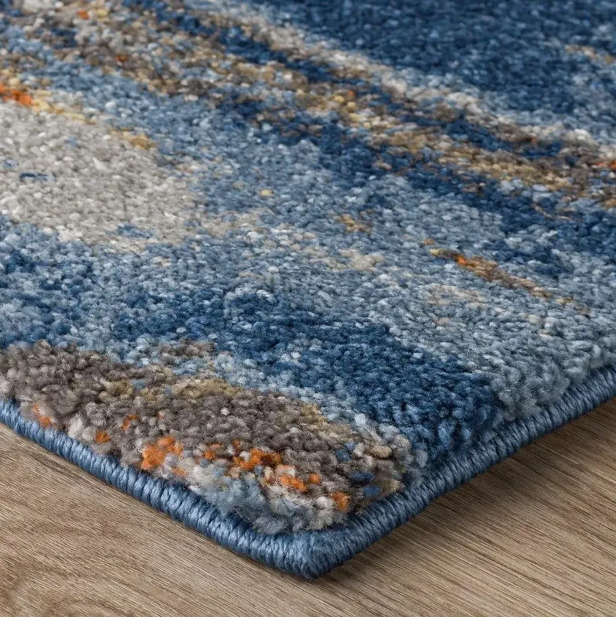 Dalyn Abstract Strata-Inspired 5'X8' Area Rug in Ocean Blues & Earthy Tones