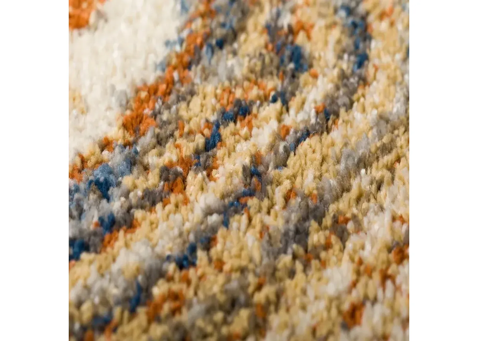 Abstract Strata-Inspired 5'X8' Area Rug in Ocean Blues & Earthy Tones