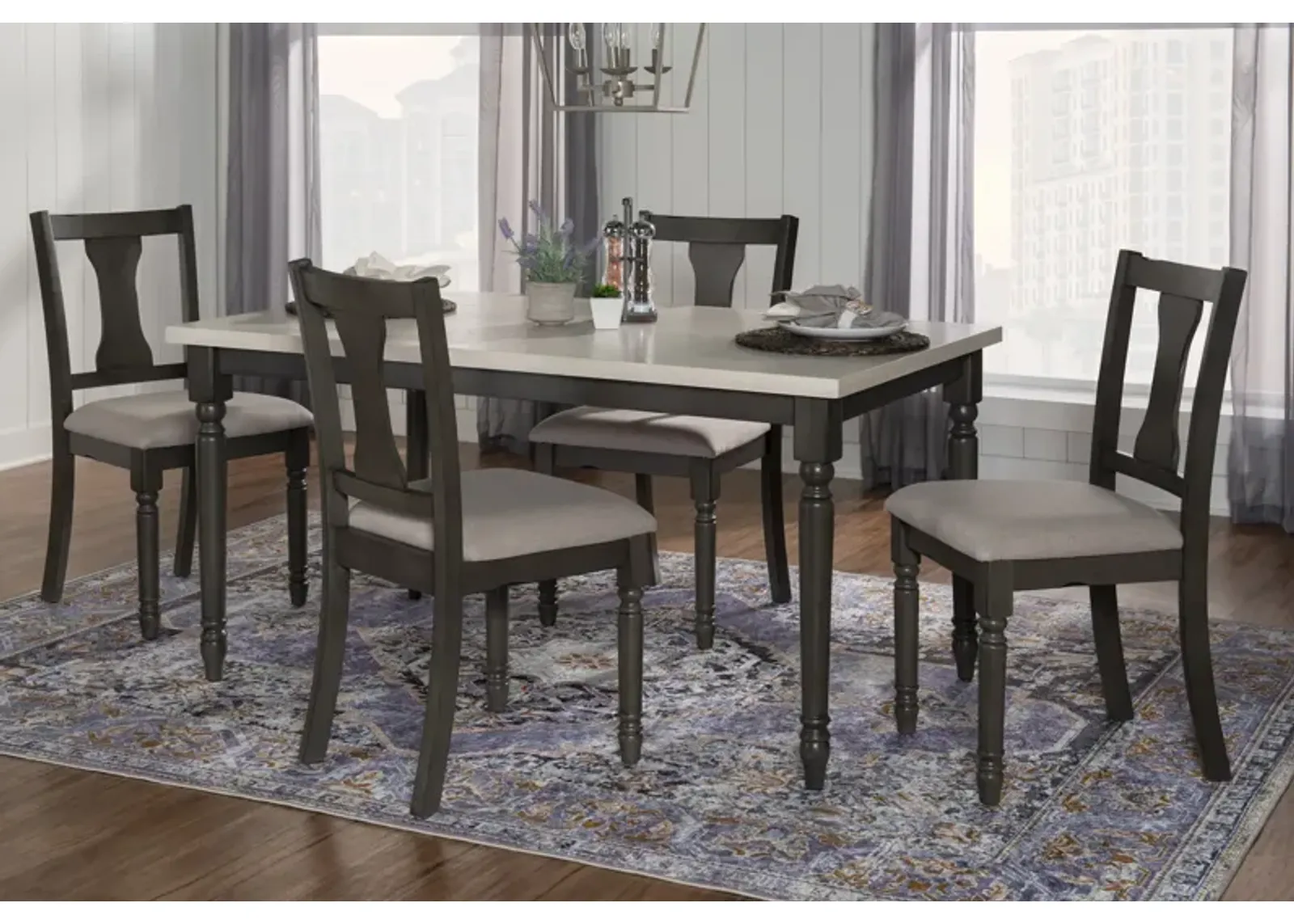 Powell Willow Grey 5-Piece Dining Set