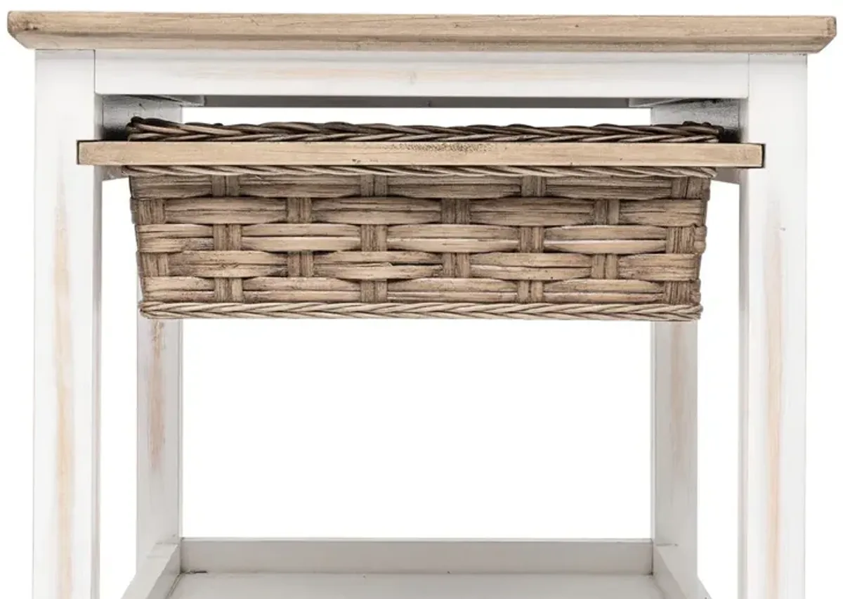 Seawinds Island Breeze 1-Basket End Table Weathered Wood/White Finish