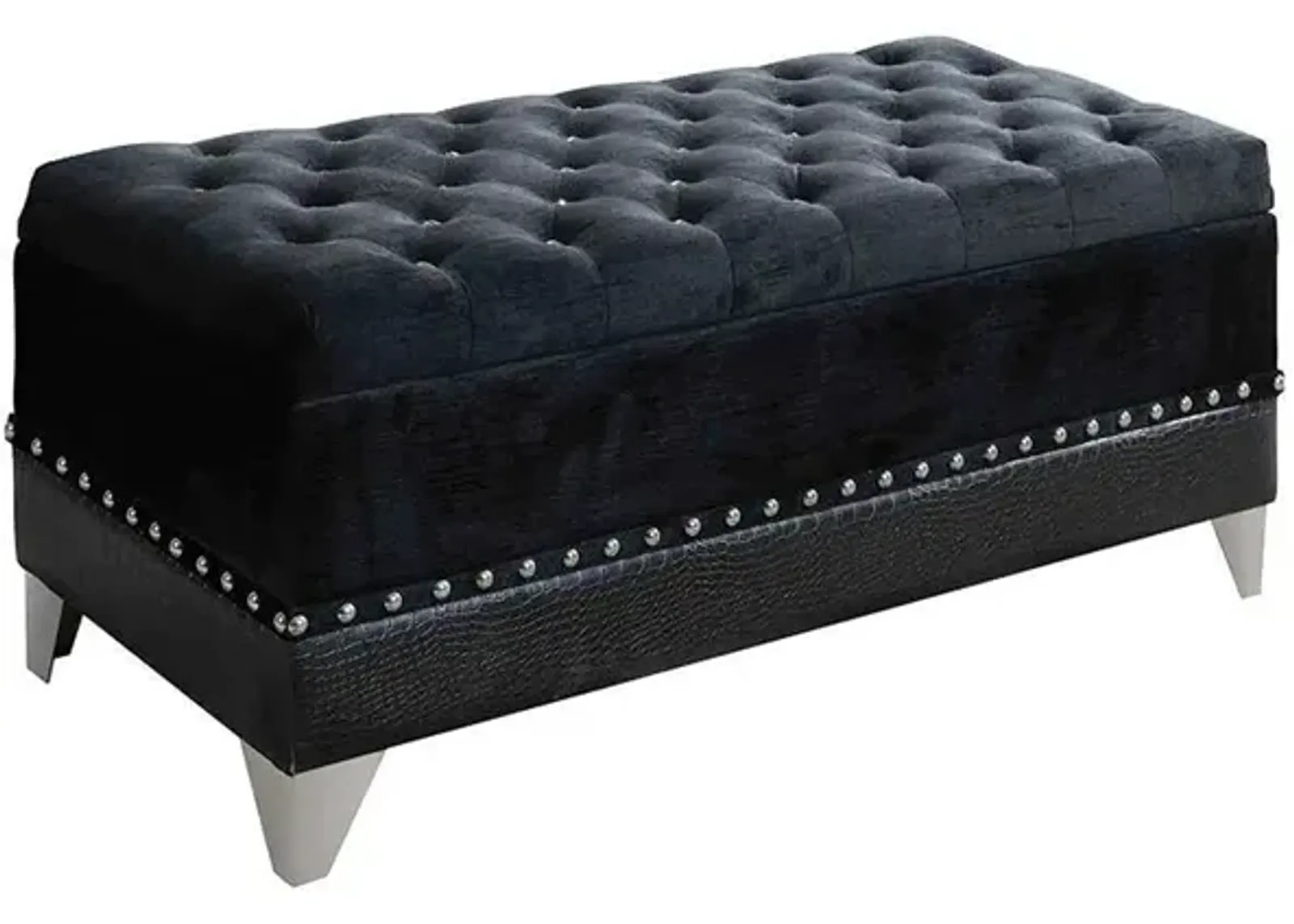 Coaster Barzini Velvet Upholstered Tufted Storage Bench Black