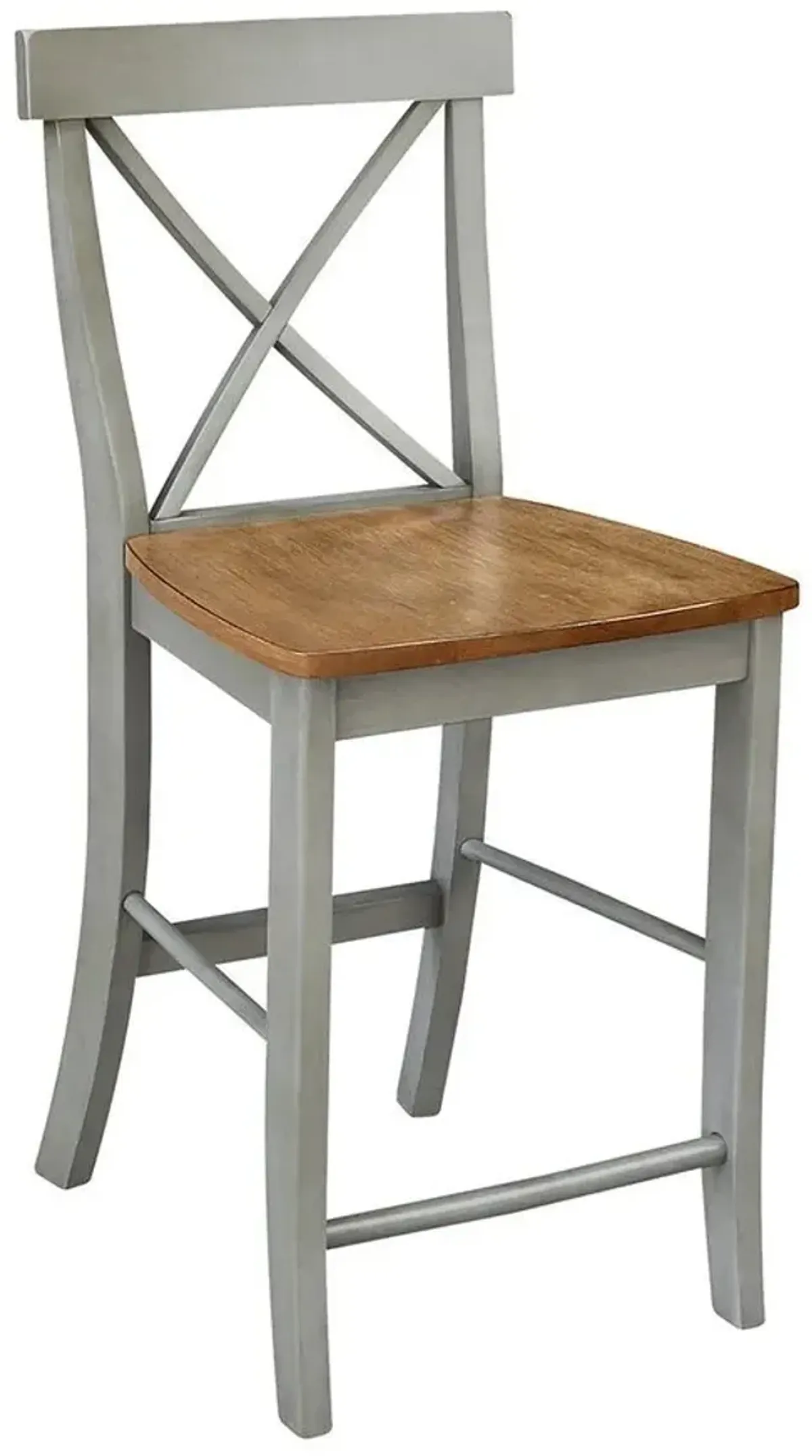 John Thomas Dining Essentials X-Back Wood Stool in Hickory & Stone