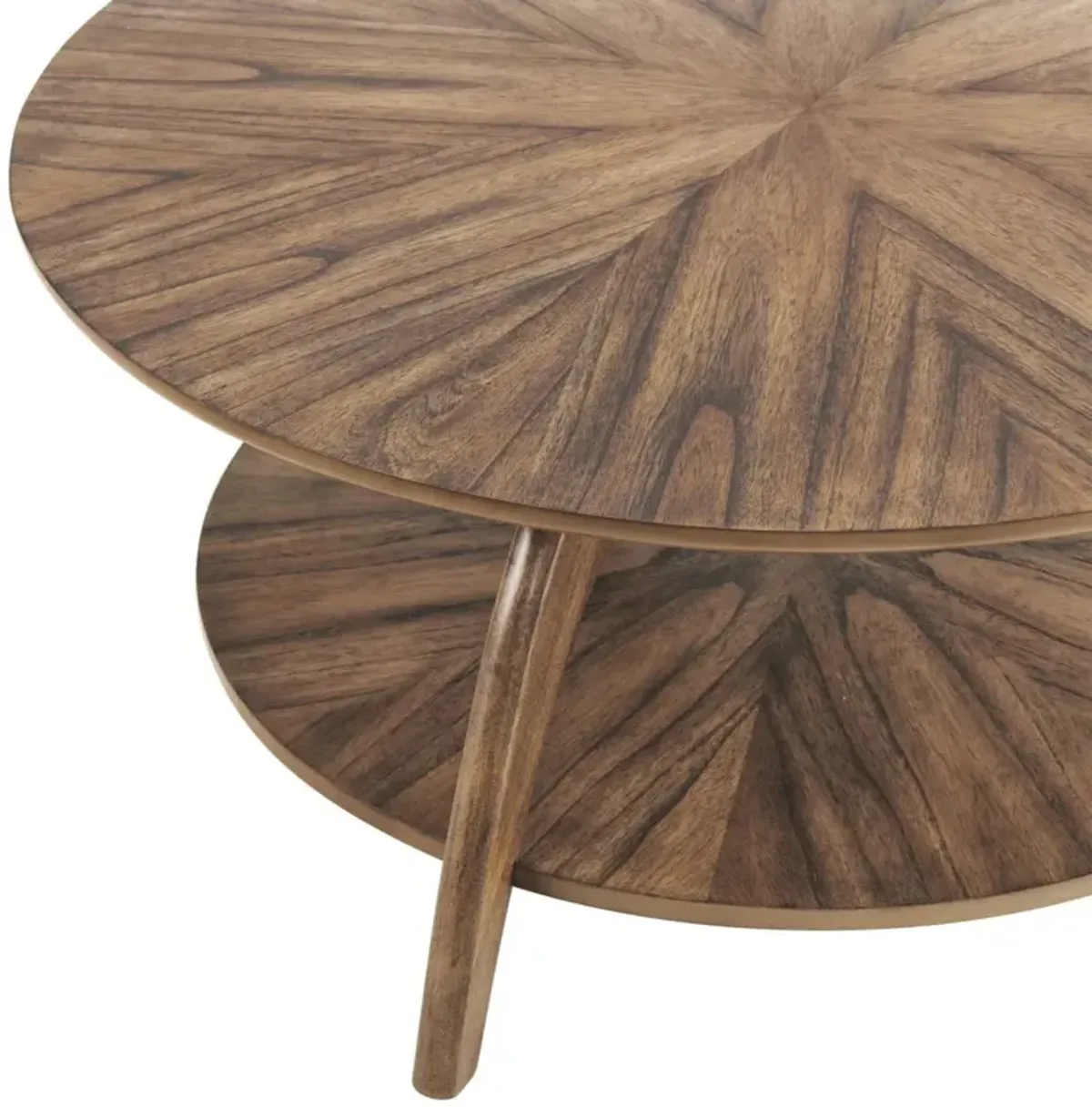 Martin Svensson Lax 36 Inch Round Coffee Table with Storage in Warm Nutmeg