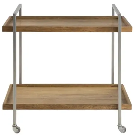 GENSLER 2-SHELF SOILD WOOD BAR CART IN WARM MANGO