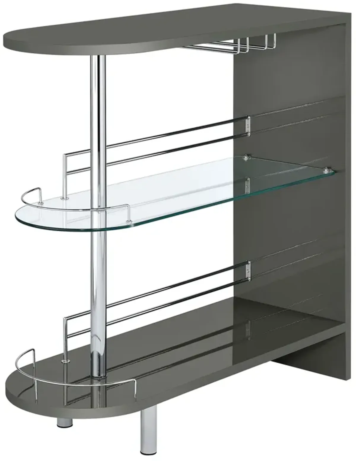 Coaster Adolfo Rectangular 2-Tier Home Bar Table Grey High Gloss
