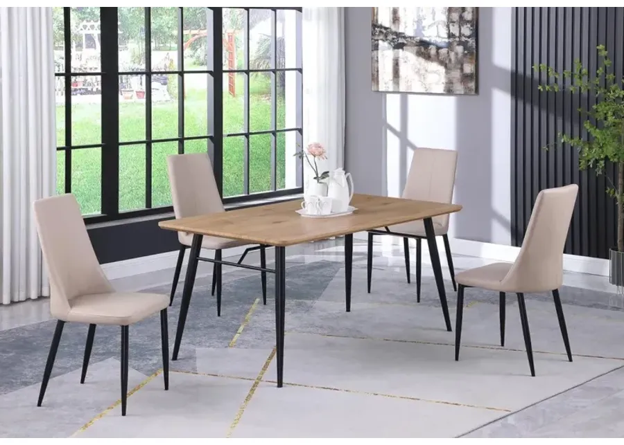 BRIDGET MODERN 35 INCH X 63 INCH WOODEN DINING TABLE WITH TAPERED LEG BASE