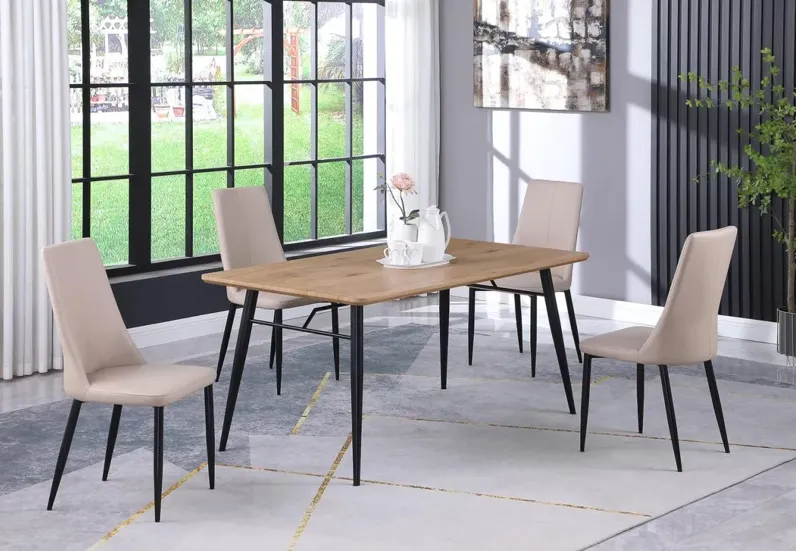 BRIDGET MODERN 35 INCH X 63 INCH WOODEN DINING TABLE WITH TAPERED LEG BASE