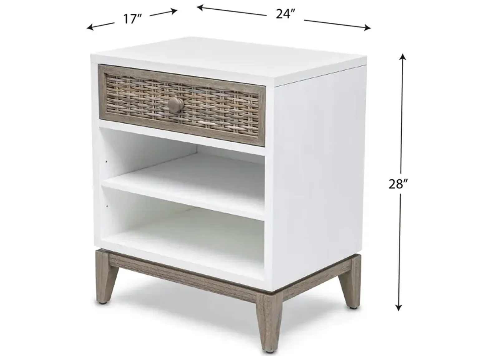 Seawinds Kauai 1-Drawer Nightstand White Crackle Finish