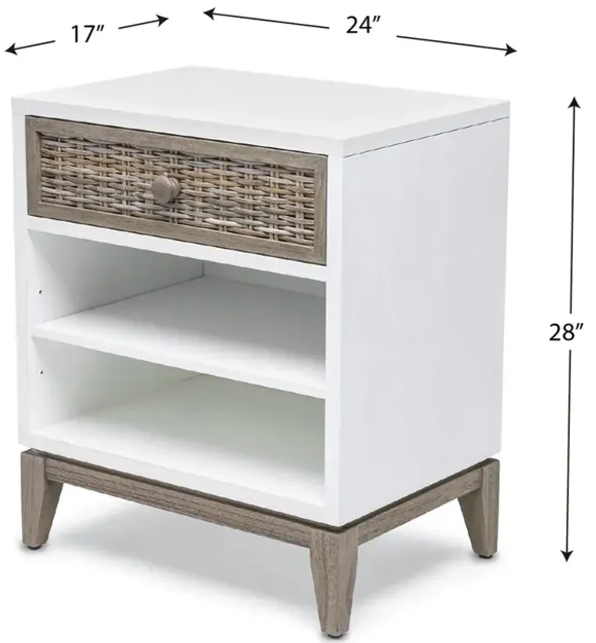 Seawinds Kauai 1-Drawer Nightstand White Crackle Finish