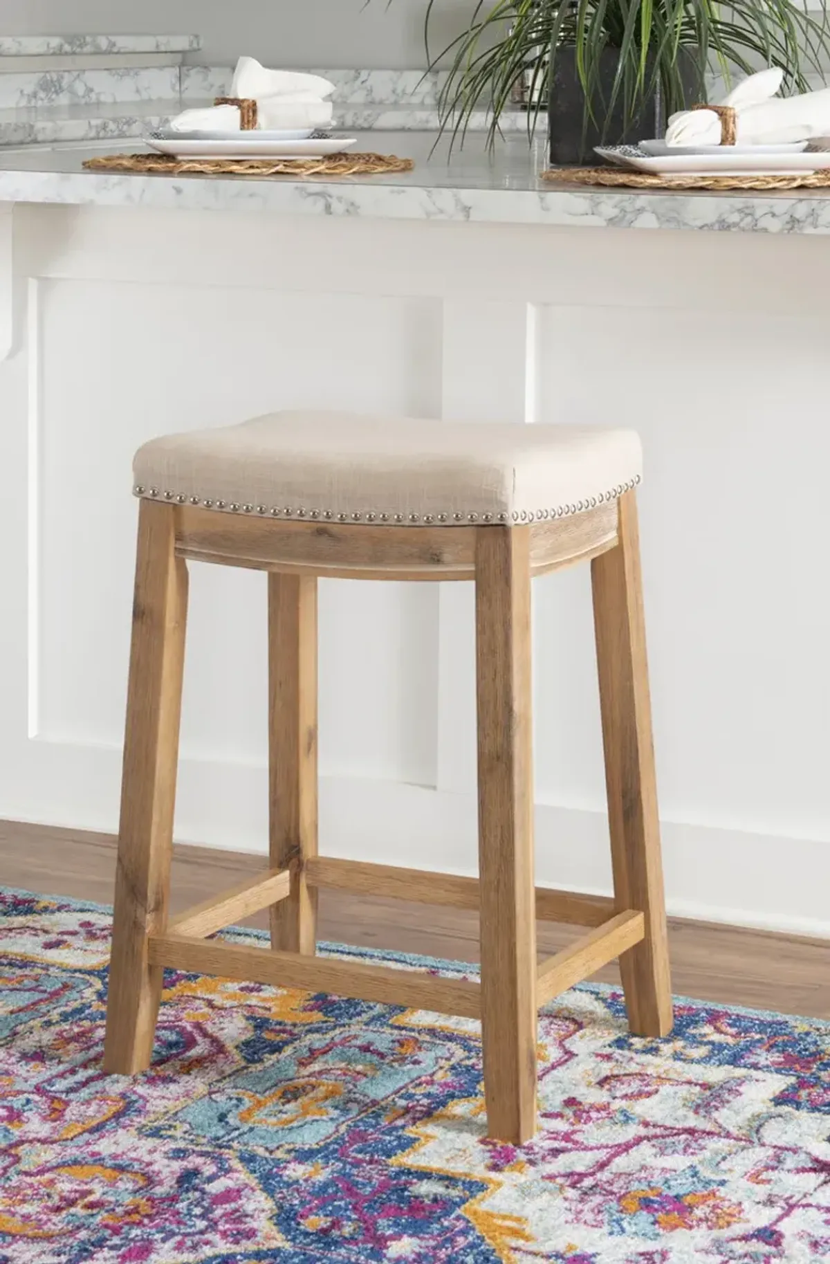 Linon Claridge Acacia Counter Stool