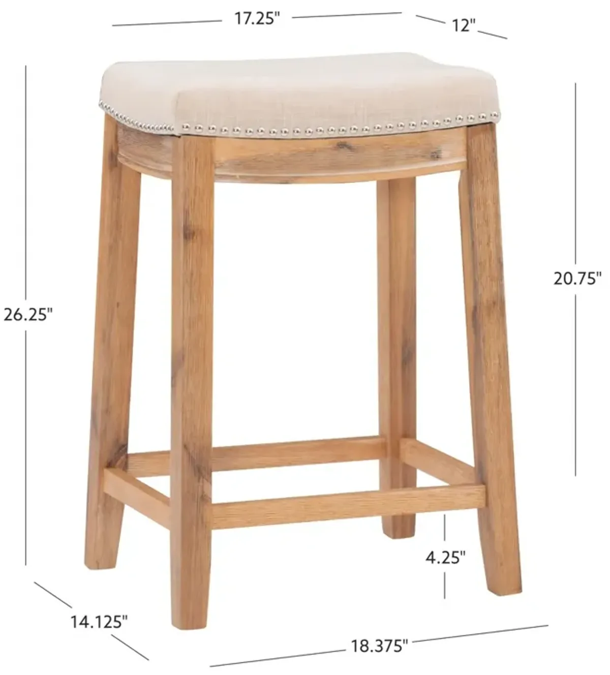 Linon Claridge Acacia Counter Stool