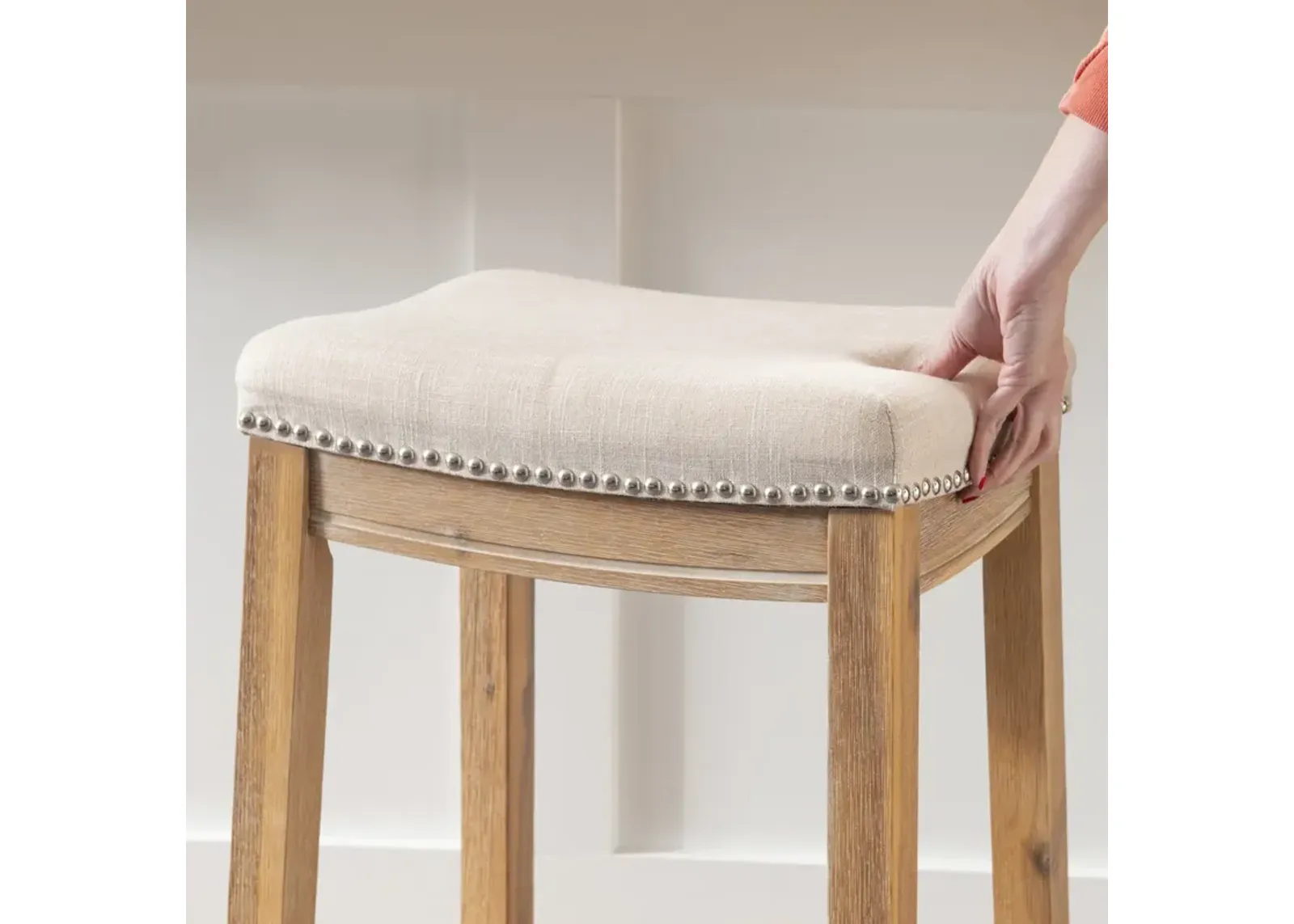 Linon Claridge Acacia Counter Stool