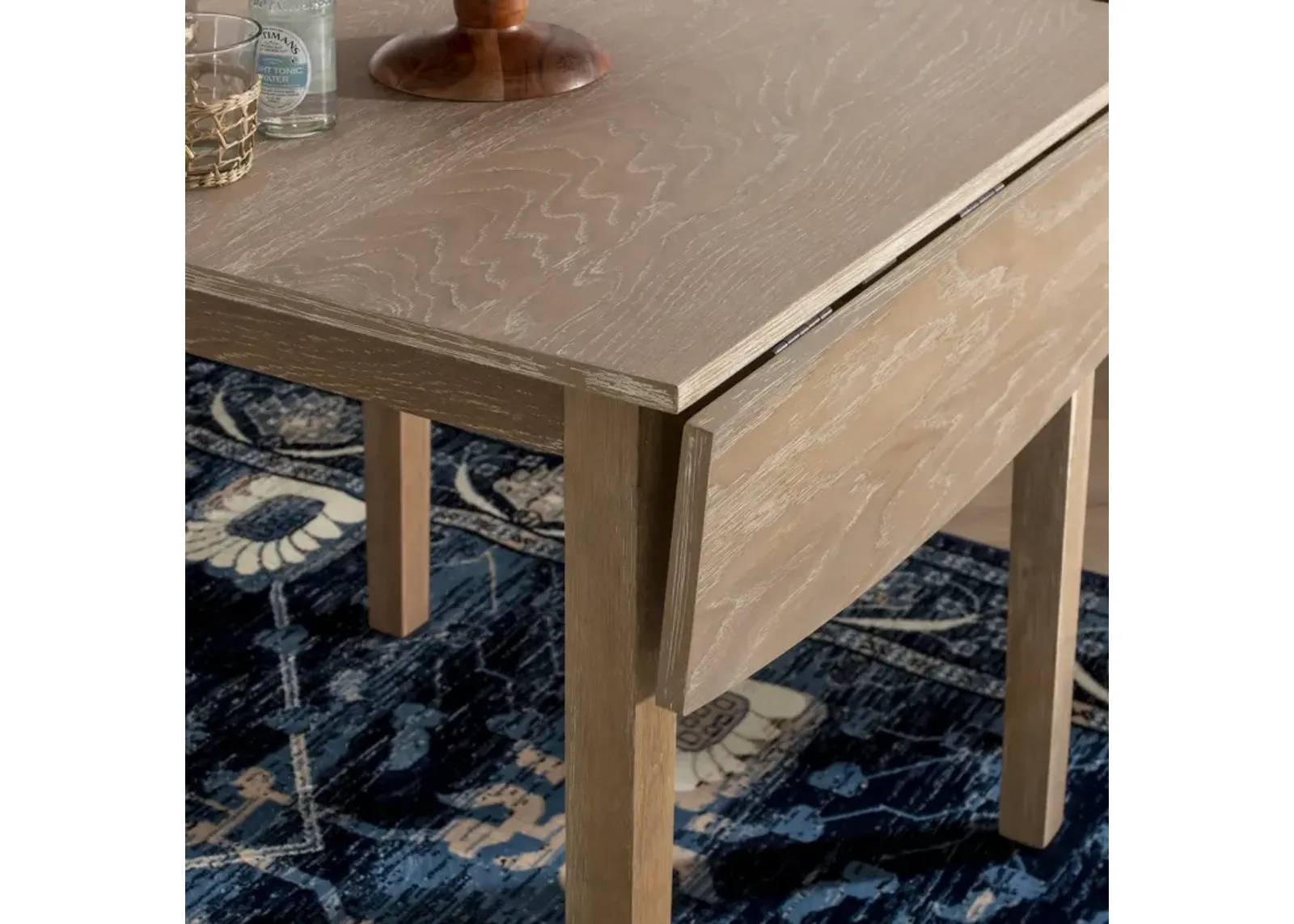 TORINO SQUARE DROP LEAF TABLE GREY WASH