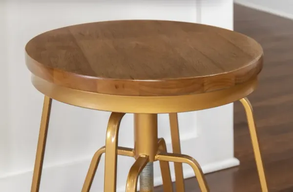 Linon Adjustable Workshop Stool Matte Gold