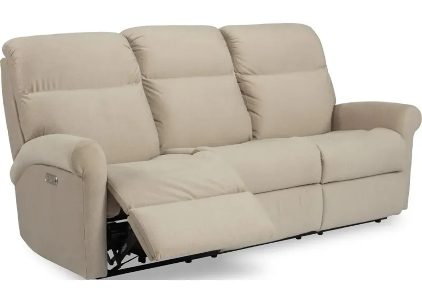 Flexsteel Davis Oat Power Reclining Sofa with Power Headrests