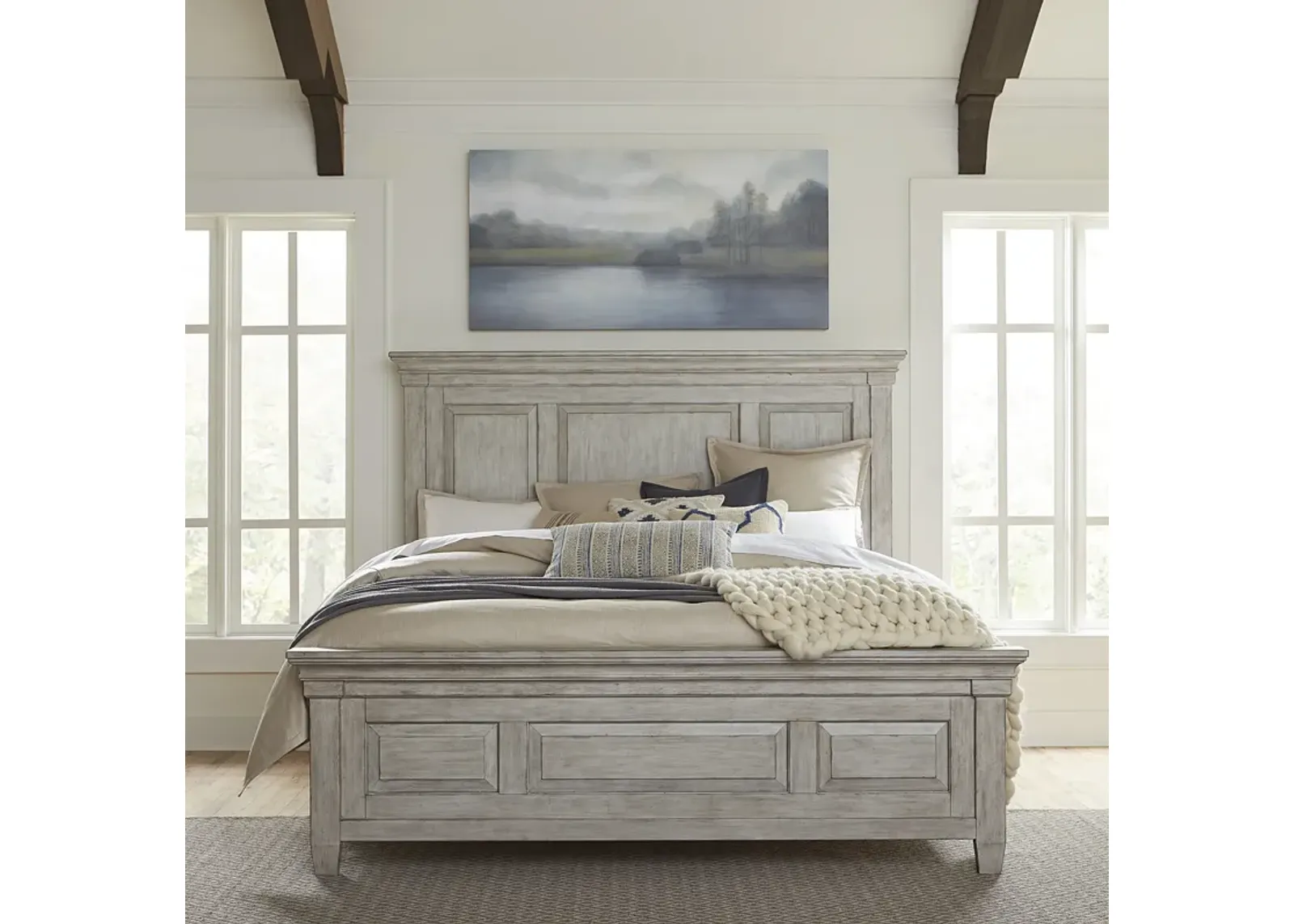 Liberty Furniture Complete King Bedroom Set Panel Bed, Dresser, Mirror, Chest & Nightstand Heartland