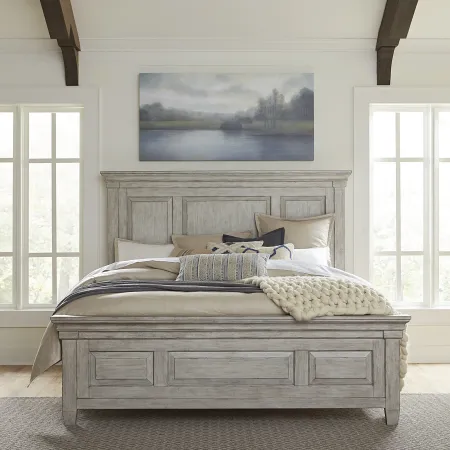 KING PANEL BED DRESSER & MIRROR CHEST NIGHT STAND - HEARTLAND
