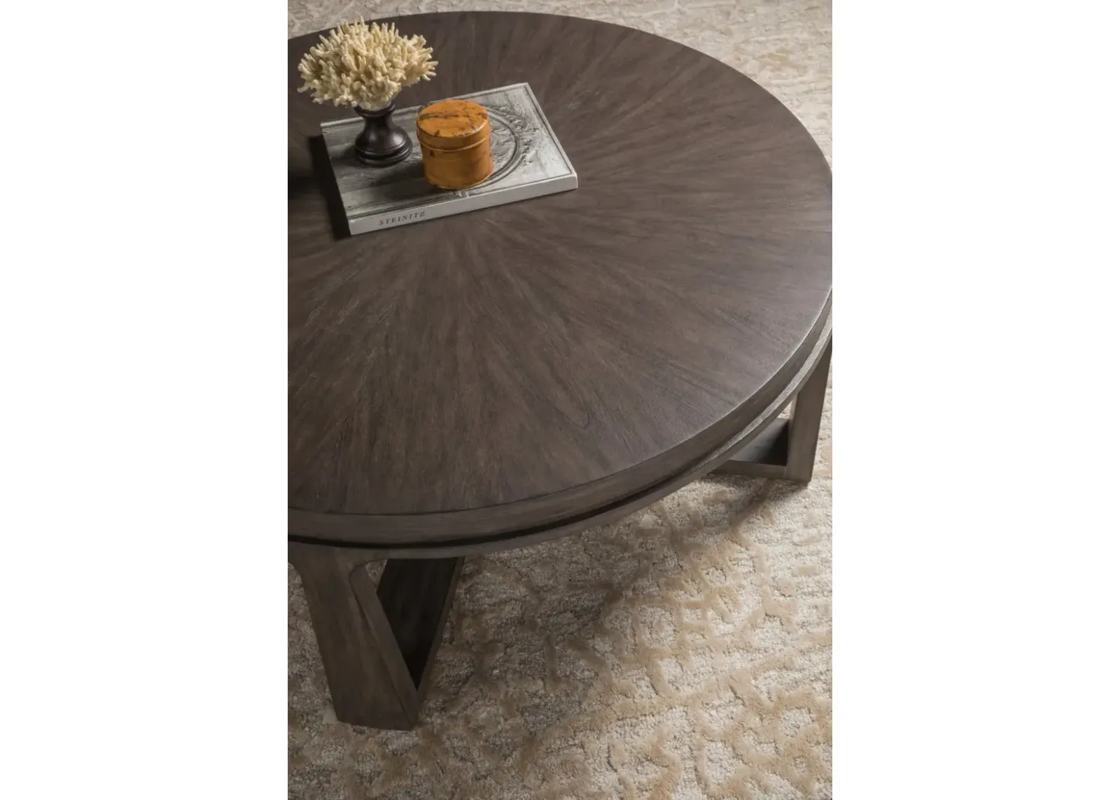 Artistica Home by Lexington Cohesion Program Rousseau 42.5 Inch Round Wood Cocktail Table Dark Brown