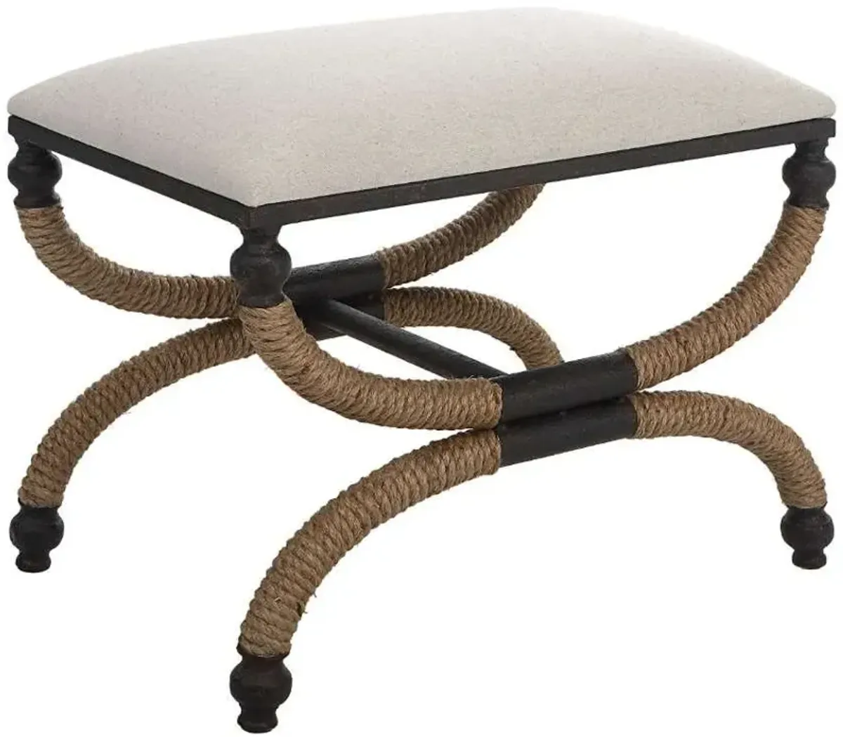 Uttermost Icaria Black/Brown/Light Gray Upholstered Small Bench